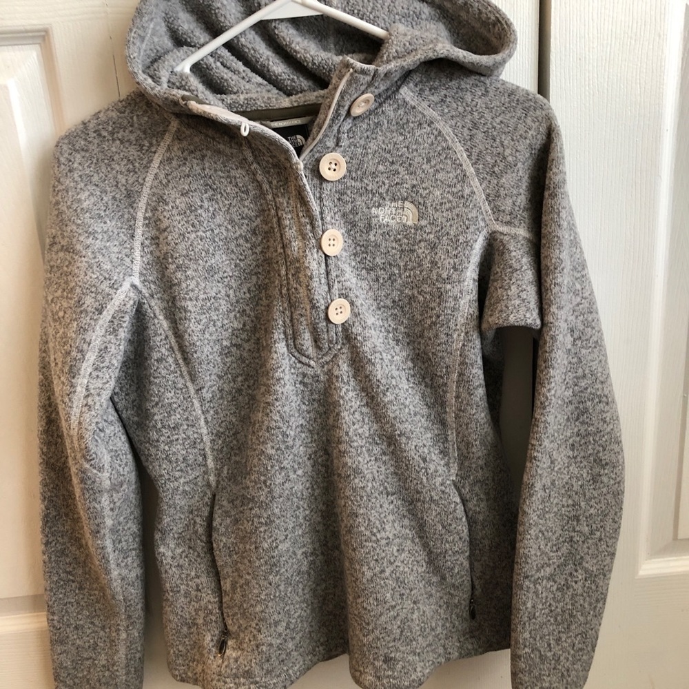 North Face Half Button Hoodie, Heather Grey, Size M